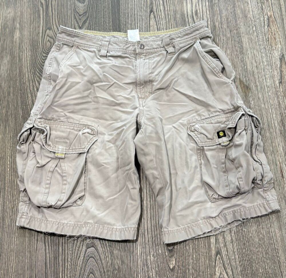 The North Face Mens Cargo Shorts Mid Rise Multiple Pockets Cotton Beige Size 32